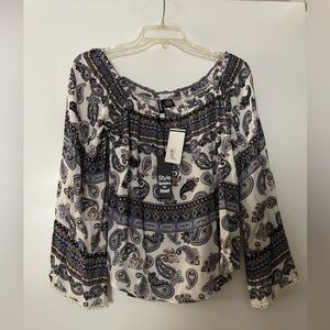 No Comment Paisley Off The Shoulder Peasant top